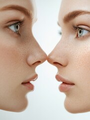 Obraz premium Two Women Faces Close Up, Skin Beauty Shot