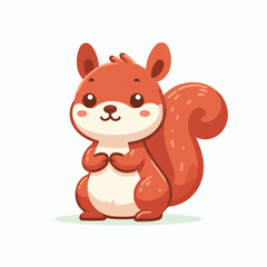Adorable Red Cartoon Squirrel in Flat Illustration