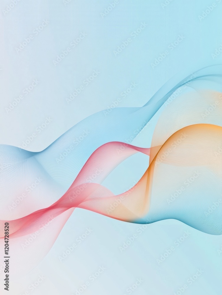 Aufkleber flowing abstract waves in soft colors create a tranquil atmosphere in a digital artwork. generative 