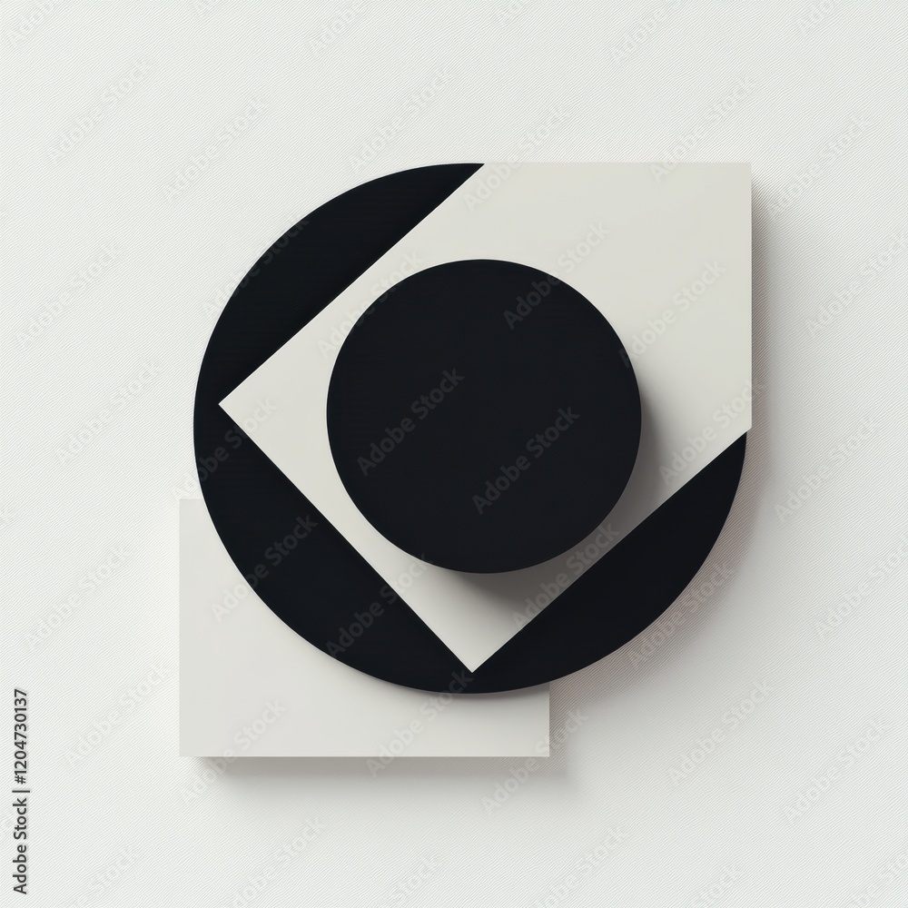 Leinwandbilder abstract geometric shapes in black and white arranged artistically on a light background. generative