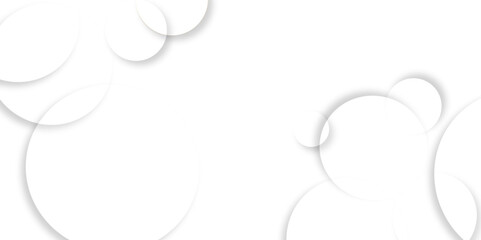 Modern abstract white bubble background with circles. Banner pattern with copy space Abstract blank geometric circle abstract white background with circles cut out drop shadow background.