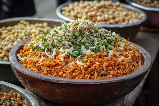 Koshary a favored street food in Egypt combines rice macaroni lentils and spaghetti topped with toast garlic vinegar fried onions and hummus