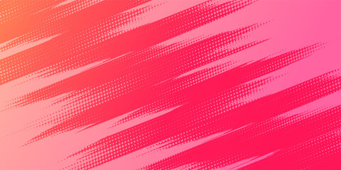 Fototapeta premium Halftone dots gradient grunge texture background red and pink color pattern. Dot pop art comic sport style vector illustration. vector