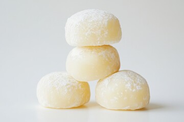 Mochi a classic Japanese snack against a white backdrop