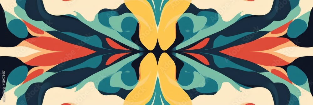 Aufkleber Vibrant abstract design with flowing shapes in multiple colors creating a symmetrical pattern. Generative AI