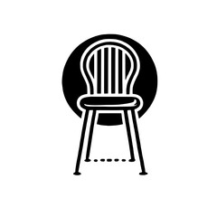 Simple Chair Silhouette: A minimalist black and white illustration of a classic chair silhouette, capturing its simple form and functionality.