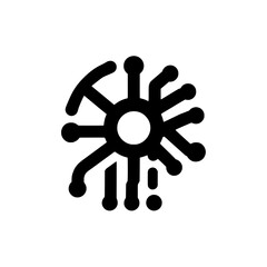 Fototapeta premium Abstract Tech Network Icon: A bold, black and white, abstract icon depicting a stylized network of interconnected nodes. The image represents the interconnectedness of technology.