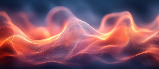 Fototapeta premium Abstract orange and blue wavy energy flow.