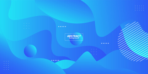 Blue geometric business banner design. Creative banner design with wave and circle shape as template. Simple design on horizontal banner. Vector Eps10