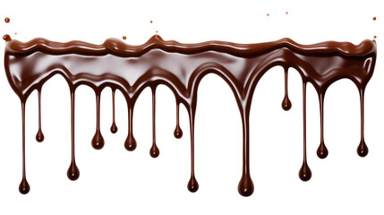 melted chocolate dripping isolated on transparent white background, clipping path