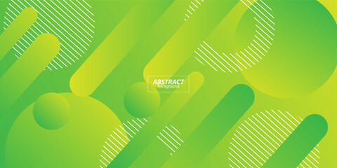 Abstract bright green geometric background vector template with circle and rectangle pattern. Green background with trendy design. Vector Eps10