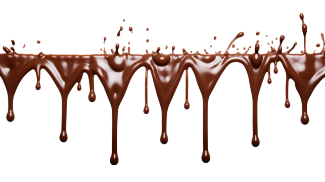 melted chocolate dripping isolated on transparent white background, clipping path