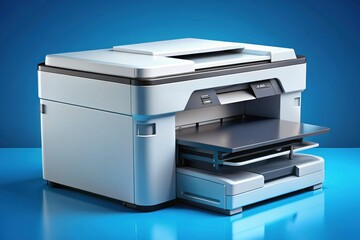 Monochrome Illustration: Multifunction Printer - Printing, Scanning, Copying
