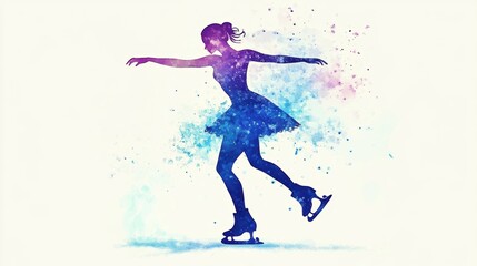 Beautiful female skating on ice surface.