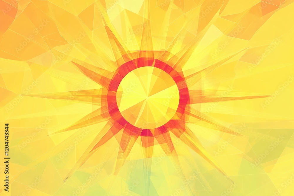 Poster bright sunburst design with vibrant orange and yellow shades in abstract geometric style for art lov