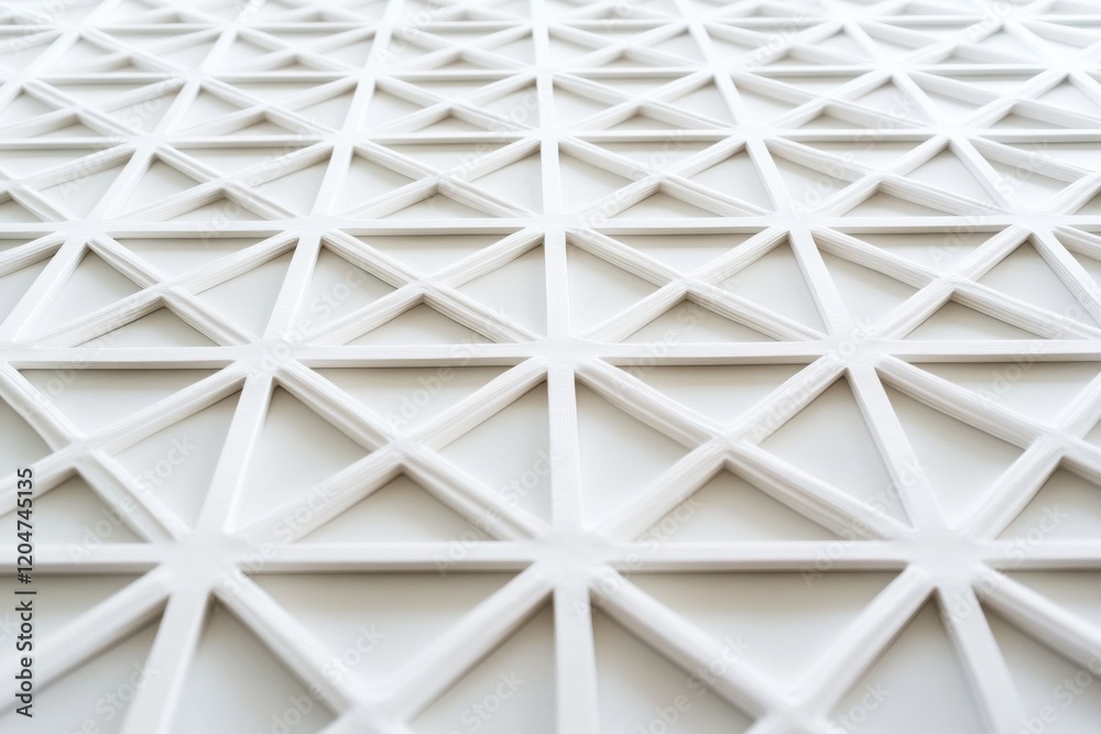 Poster Geometric patterns in white material create an eye catching design for modern architecture and interior spaces. Generative AI