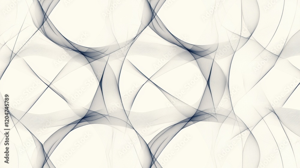 Aufkleber Abstract pattern showcasing intertwining lines and shapes in neutral tones for design inspiration and creative projects. Generative AI