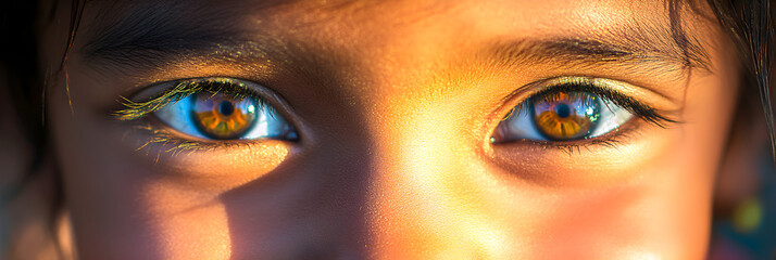 Naklejka premium Radiant Joy: A Glimpse Into a Smiling Face Illuminated by Sunlight