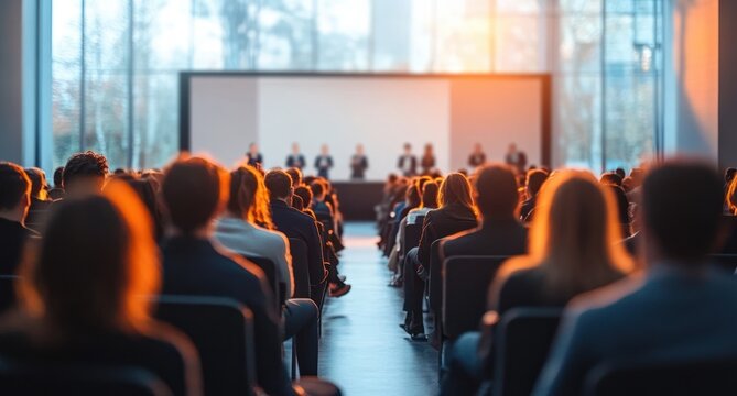 Business Conference Modern Event Audience Discussion Lecture Session Symposium