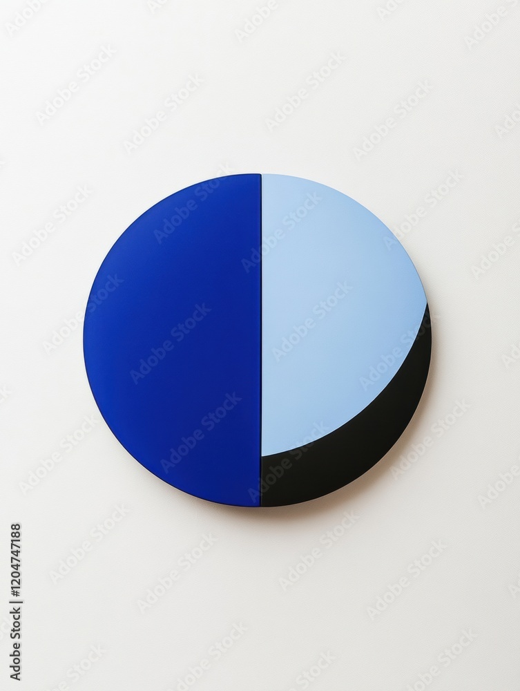 Aufkleber colorful abstract wall art featuring a circular design in blue and black tones placed on a light bac