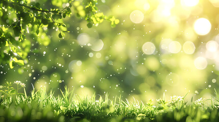 Grass, Flowers, and Sunlight with Bokeh Background
