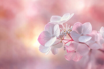 Pink and White Blossoms with Soft Pastel Bokeh Background