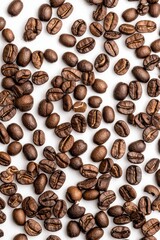 Obraz premium Roasted coffee beans on white background
