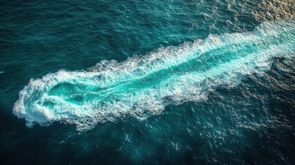 Fototapeta premium Ocean Wake: Aerial View of a Boat's Trail