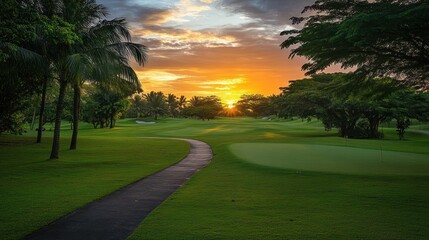 Serene Sunset Golf Course: A Tropical Paradise