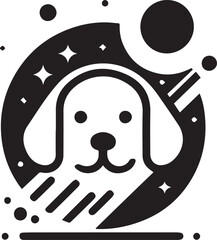 Simple dog logo on black and white background