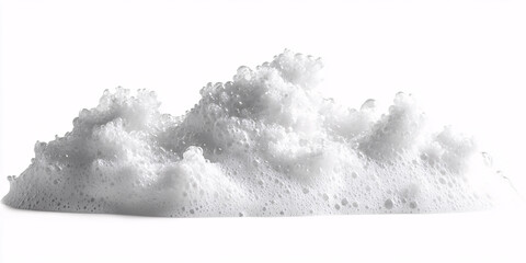 Naklejka premium A close-up of a fluffy pile of white foam isolated on a white background.