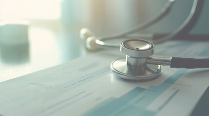 Medical Stethoscope on Charts: Healthcare and Diagnosis