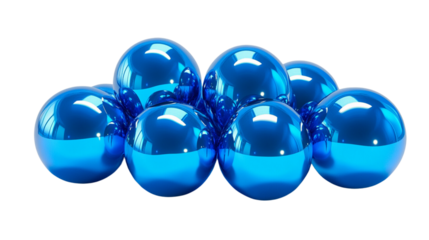 Blue balloons on white background for celebration or party.