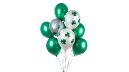 Green balloons isolated on white background. Concept of party, celebration or festival decoration.