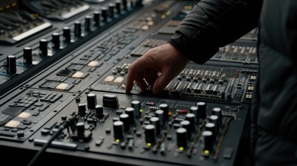 Sound Engineer at Work: Mastering Audio on a Professional Mixing Console