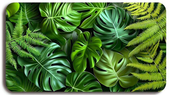 lush tropical monstera & fern leaves - tropical/botanical themes