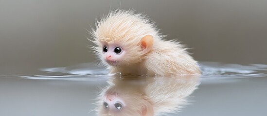 Adorable Baby Monkey Swimming in Water
