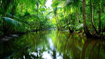 Obraz premium lush tropical river & jungle paradise - nature & environment: the i.
