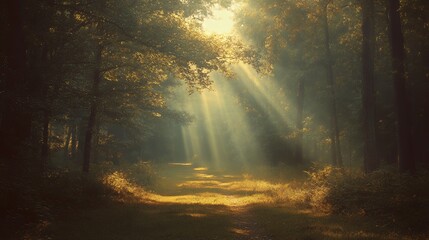 Sun Rays through Forest