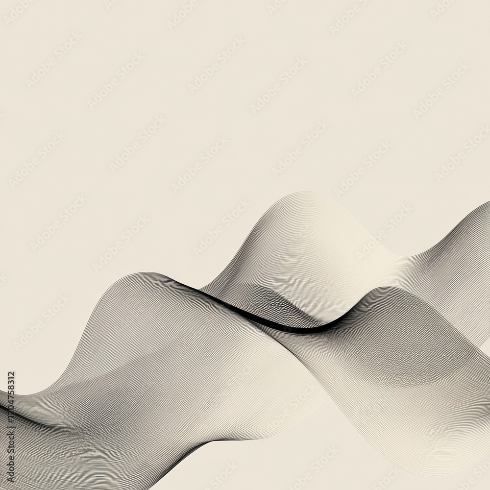 Leinwandbilder black and white abstract waves conveying motion and tranquility in a minimalist setting. generative 