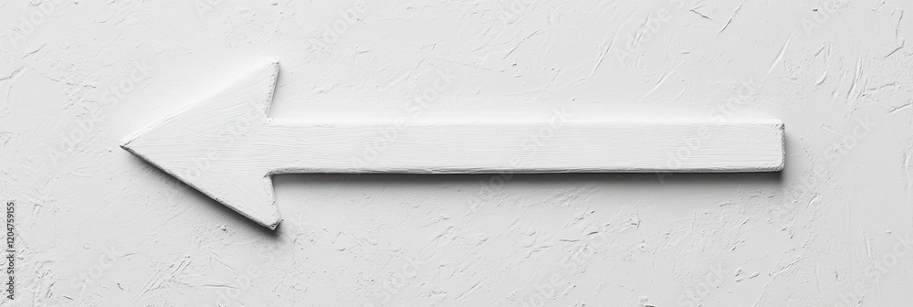 Aufkleber white arrow sign positioned on a textured wall guiding direction to the left for navigation purposes