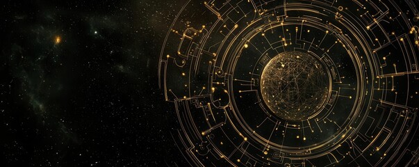 Exploring cosmic patterns outer space digital art sci-fi environment aerial view astral geometry