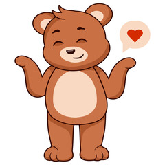 Cute Bear Character with Cartoon Design. Vector Illustration.