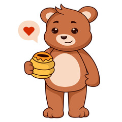 Cute Bear Character with Cartoon Design. Vector Illustration.