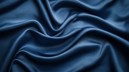 Fototapeta premium Close-up textile photography flowing patterns of elegant blue silk fabric in soft light