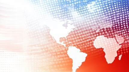 Obraz premium A colorful world map with a red, white, and blue background