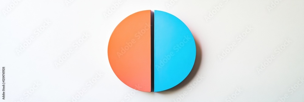 Poster colorful circular design split evenly in warm orange and cool blue, showcasing modern artistic style