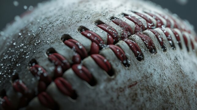 Baseball close-up outdoor field sports equipment action shot macro view intensity - Powered by Adobe