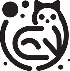 Simple cat logo on black and white background