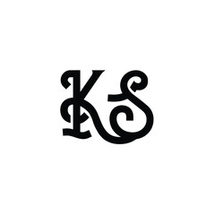KS monogram logo design letter text name symbol monochrome logotype alphabet character simple logo